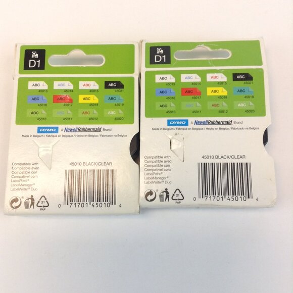 DYMO D1 Standard Labels 1/2" x 23' Black on Clear 2 Pack - Picture 3 of 15